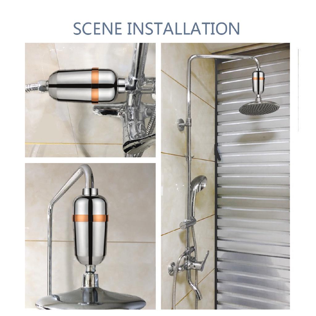 10 Stage Bath Water Purifier Bathroom Shower Filter 1/2'' Health Softener Chlorine Removal Universal Water Treatment Silver
