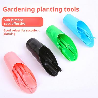 4-teiliges Pflanzwerkzeug-Set Grabschaufel Schaufel Heber Lochstecher Sukkulenten Gartenbauset Blau Rosa Schwarz Grün Einfach Bonsai Dünger