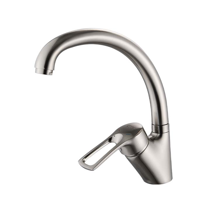 Nickel Zinc Alloy Kitchen Faucet with Big Bend Mixed Water Function (as the picture,Nickle)