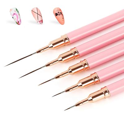 5ks Sada štětců na Nail Art Liner Štětce na UV Gelové Nehty Sady Francouzské Pruhy Malování Čar Kreslení Květinové Pero Profesionální Nástroj na Manikúru