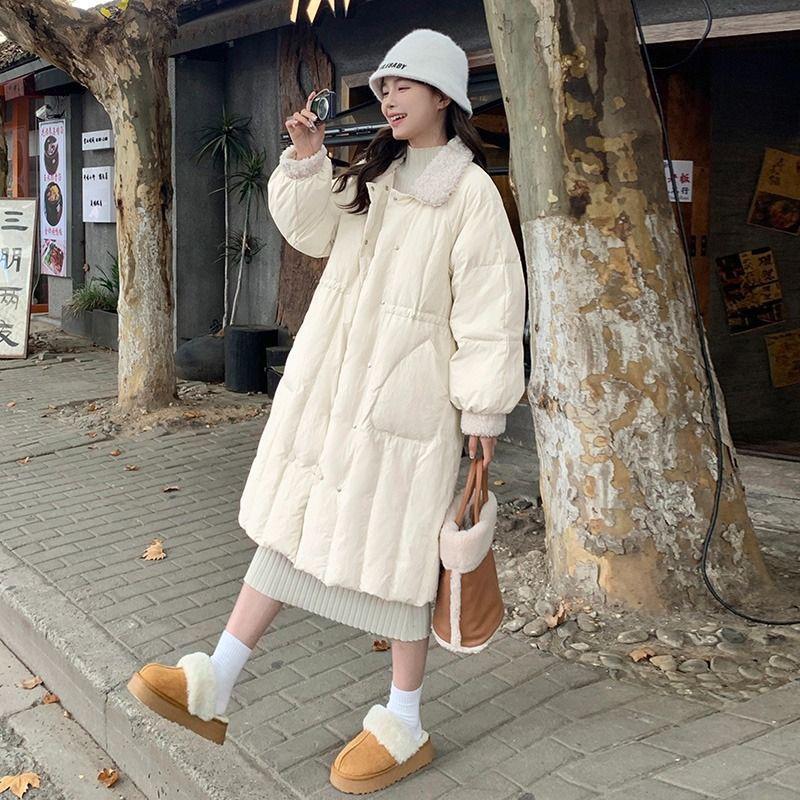 Down Cotton-padded Jacket for Women in Winter New Style Korean Style Loose Mid-length Cotton-padded Jacket Thickened Jacket
