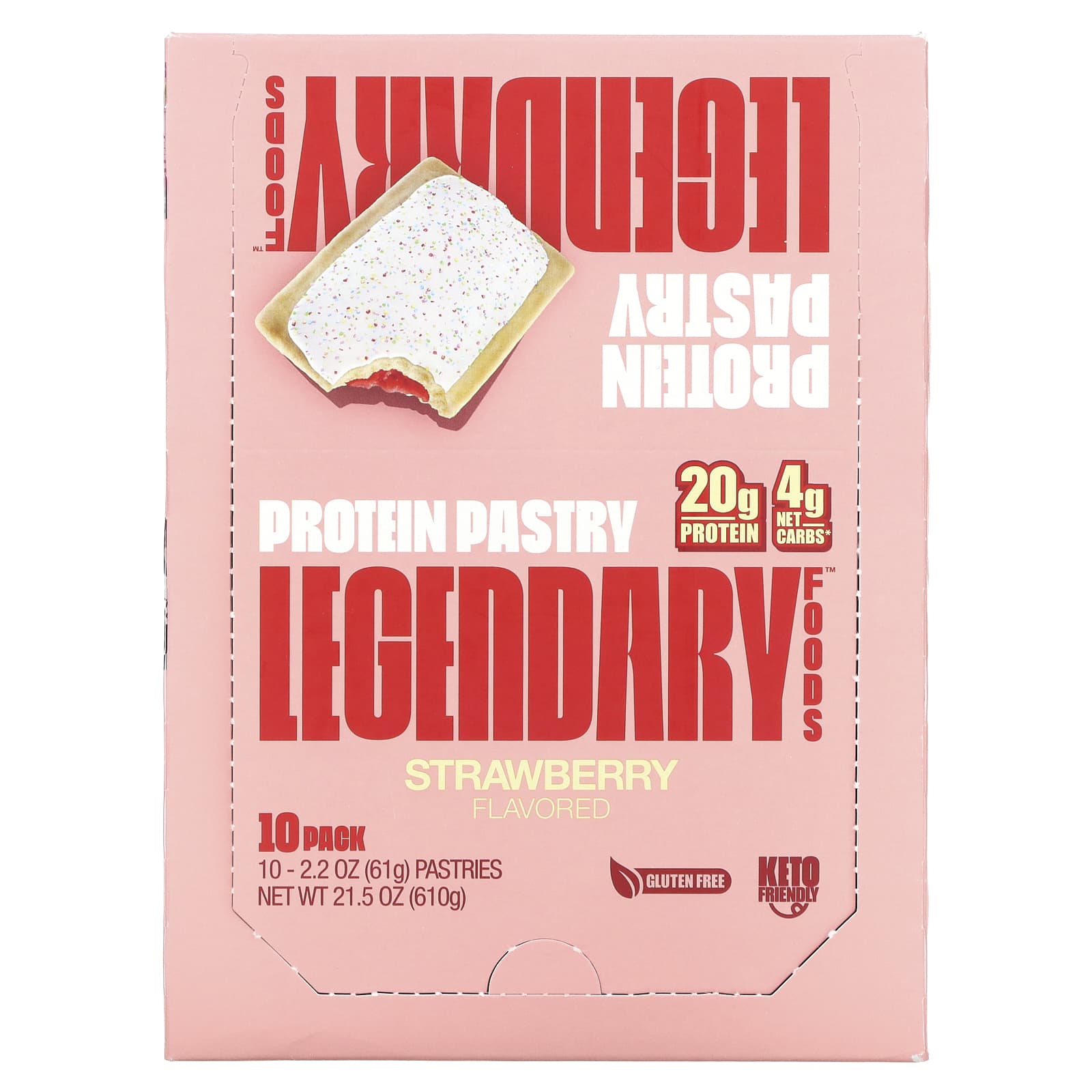 

Legendary Foods, Protein Pastry, Strawberry, 10 packs, 2.2 oz (61 g) each