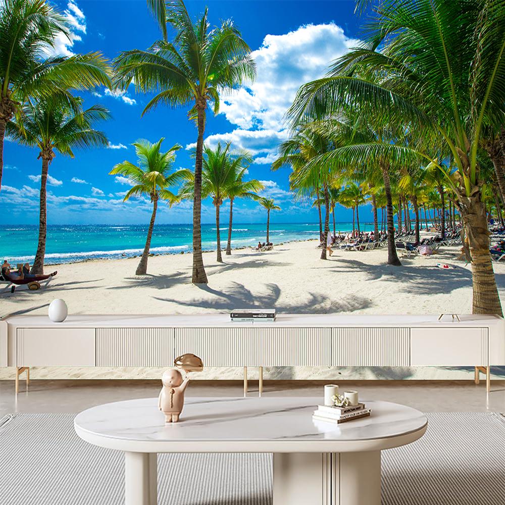 Coconut Murals Beach Wallpapers Tropical Landscape Wallpaper For Boys Girls Bedroom Living Room 3d Beach Wallpaper Home Decor