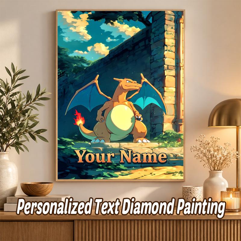 Charizard Custom Name Diamond Painting Personalized 5D Full Drill DIY Diamond Art Home Decor