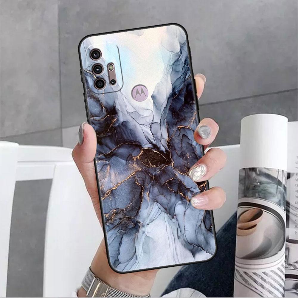 Hülle für Motorola G30 G60 Edge 20 G9 G22 G8 Power G31 G500 G50 30 Pro Schwarz Soft Phone Capas Granit Marmor