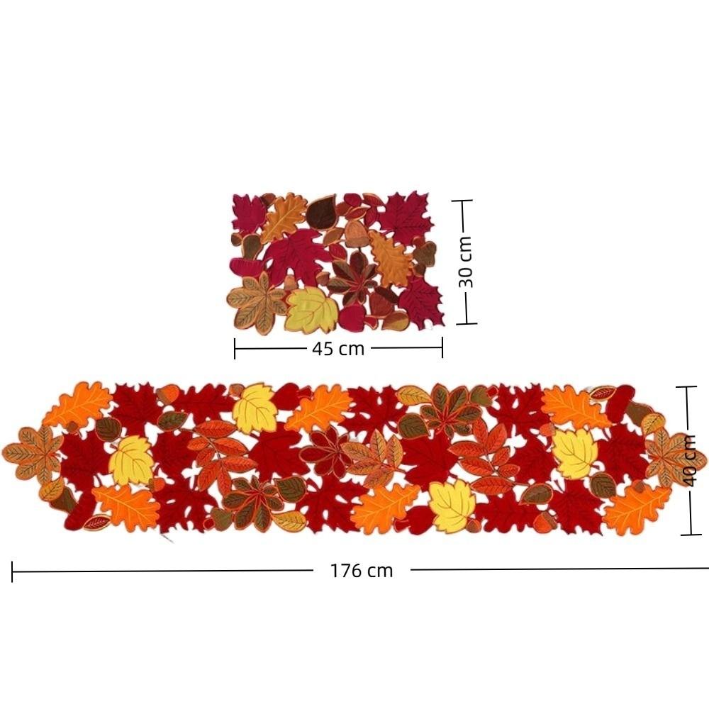 Brown Maple Design Maple Leaf Table Runner Autumn Colors Harvest Theme Table Cloth Flocked Texture Embroidered Table Runner