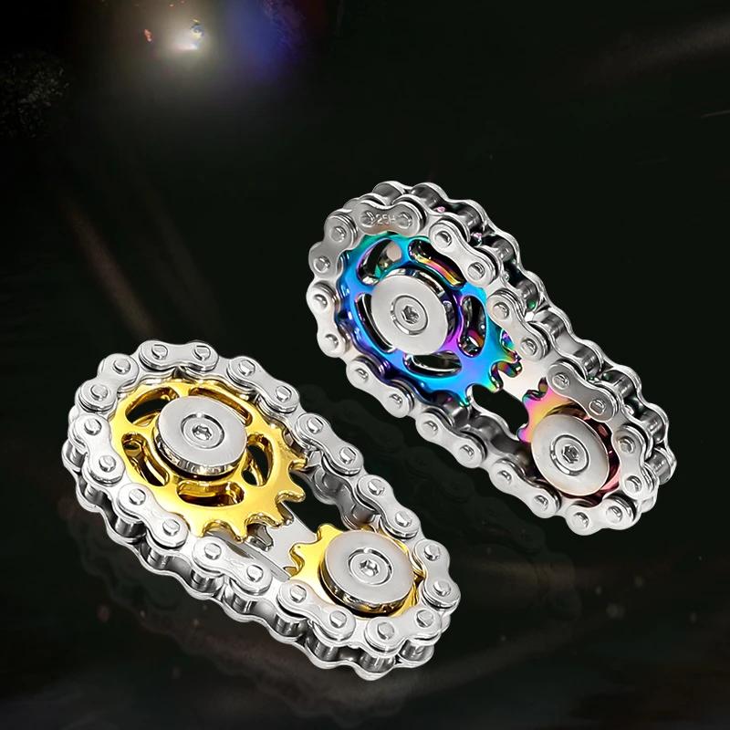Fidget Chain,Sensory Bike Chain EDC Anti Stress Relief Anxiety Metal Fidget Finger Hand Spinner Toys For Kids Adults ADHD Autism