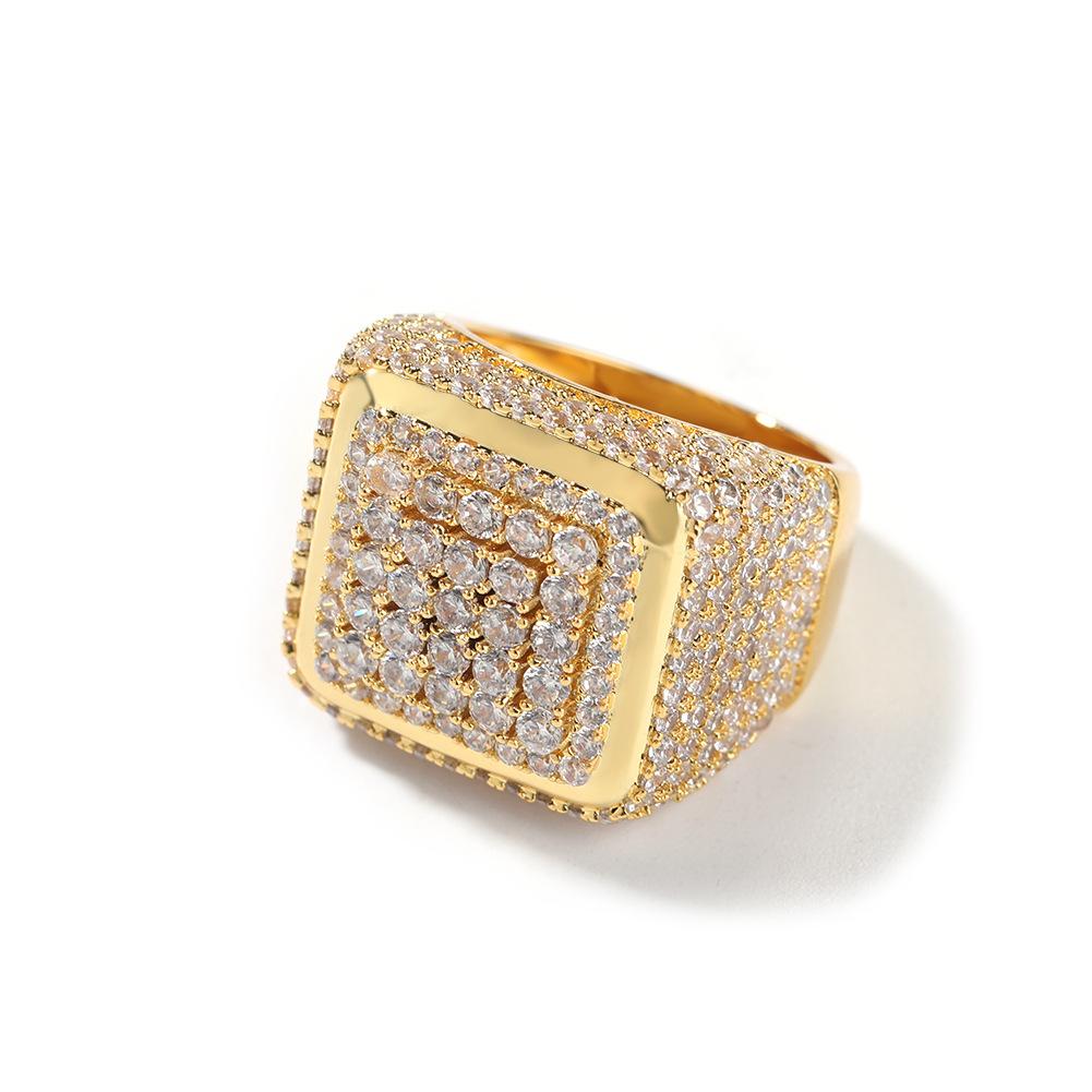Hip-hop retro big square ring copper inlaid zircon fashion personality trendy man ring