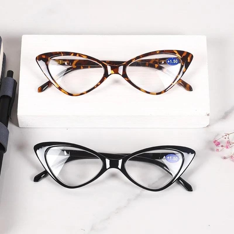 Women Cat Eye Reading Glasses Anti Blue Light Presbyopic Computer Glasses Vintage Clear Lens Black Leopard Frame Reading Glasses