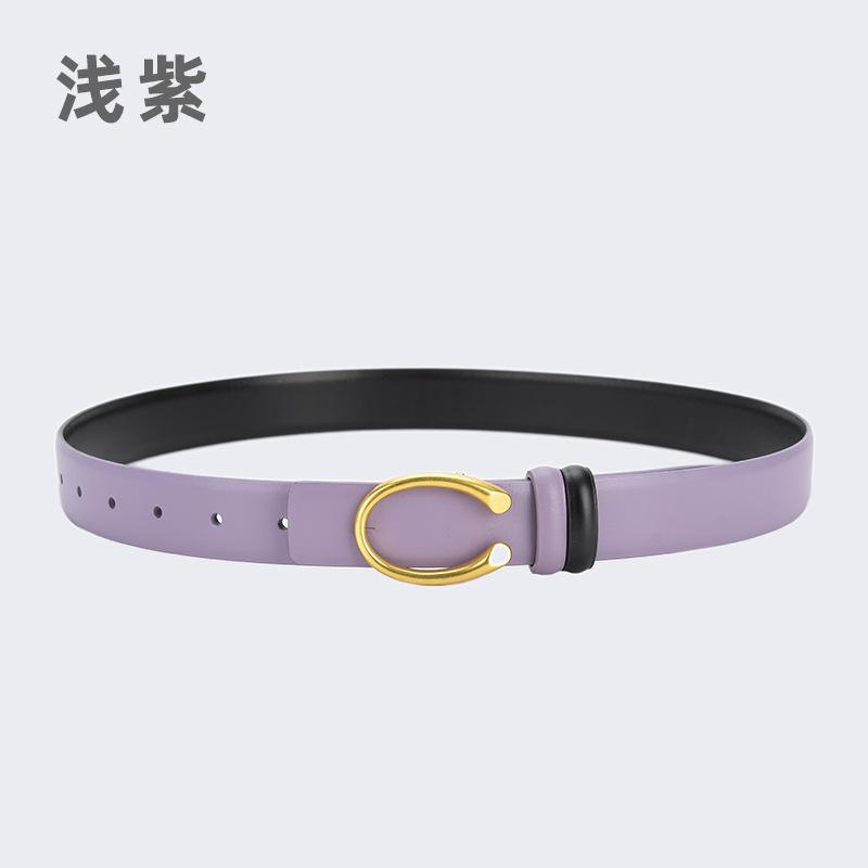 Four Seasons Available New Simplified Version Double Sided Buckle Belt Alloy Women'S Belt Fashion Versatile Leather Decorative Thin Belt
