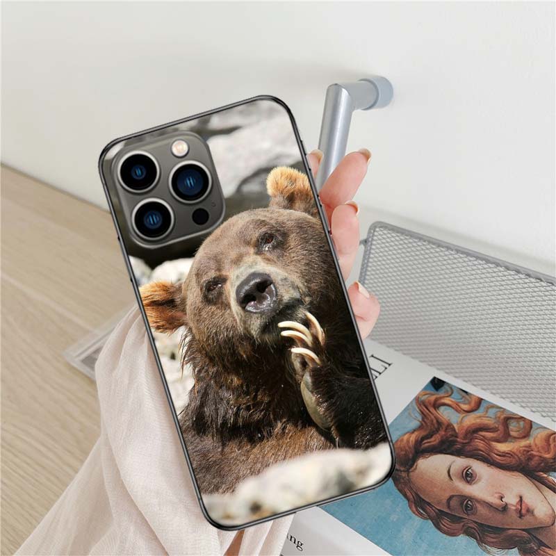 Kodiak Bear Phone Case For Iphone 17 Air 16 15 Pro Max 14 Plus 16E Coque 13 Pro 12 Mini 11 Clear Cover Silicone Cute Shell Soft
