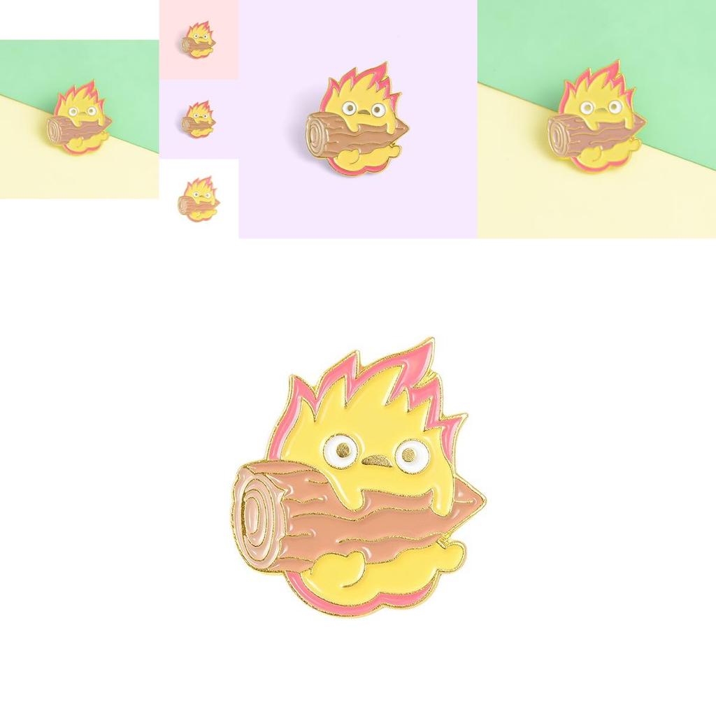 Creative Cartoon Flame Shaped Brooch Alloy Pin Adorable Unique Fashion Accessory For Men And Women