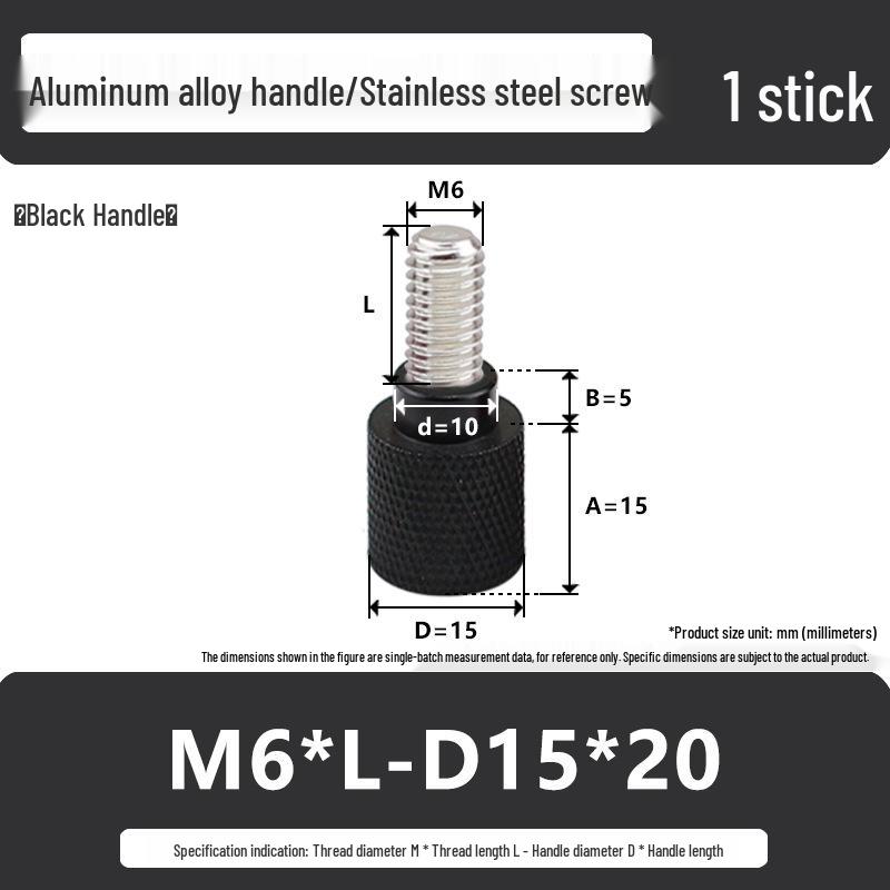 M6 Aluminum Alloy Knurled Hand Tightening Screw Bolt with Stainless Steel Handle
