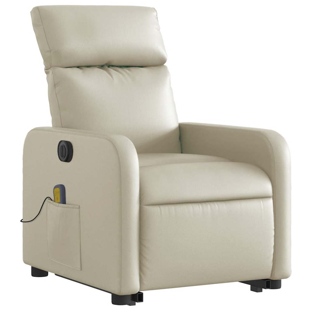 Vidaxl Reclining and Tilting Armchair with Massage, Electric, Cream