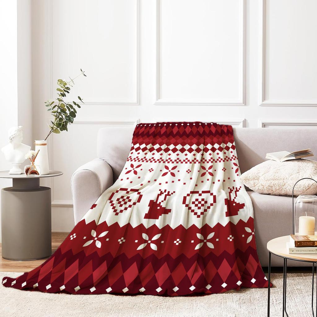 Jul Kreativ Pläd Filt Flanell Tryck Filt Supermjuk Mysig Soffa Sovfilt Hemfilt Perfekt Hemgåva till Hennes