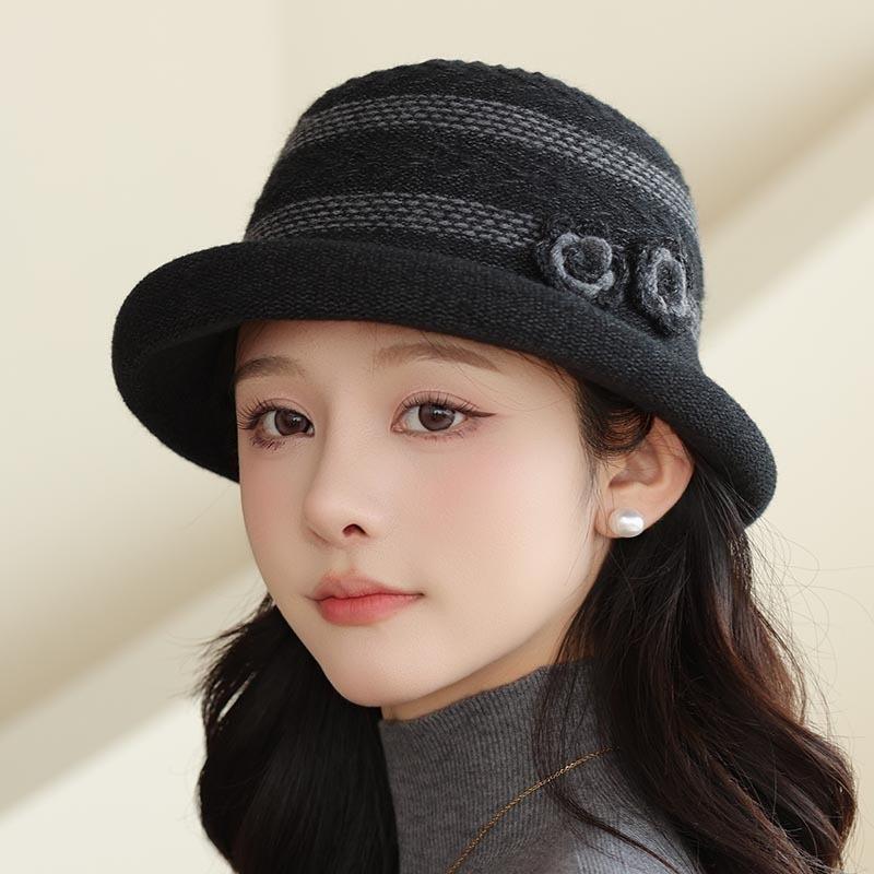 Hat Women's Autumn and Winter Woolen Top Hat Thickened Cloth Basin Hat Casual Bucket Hat