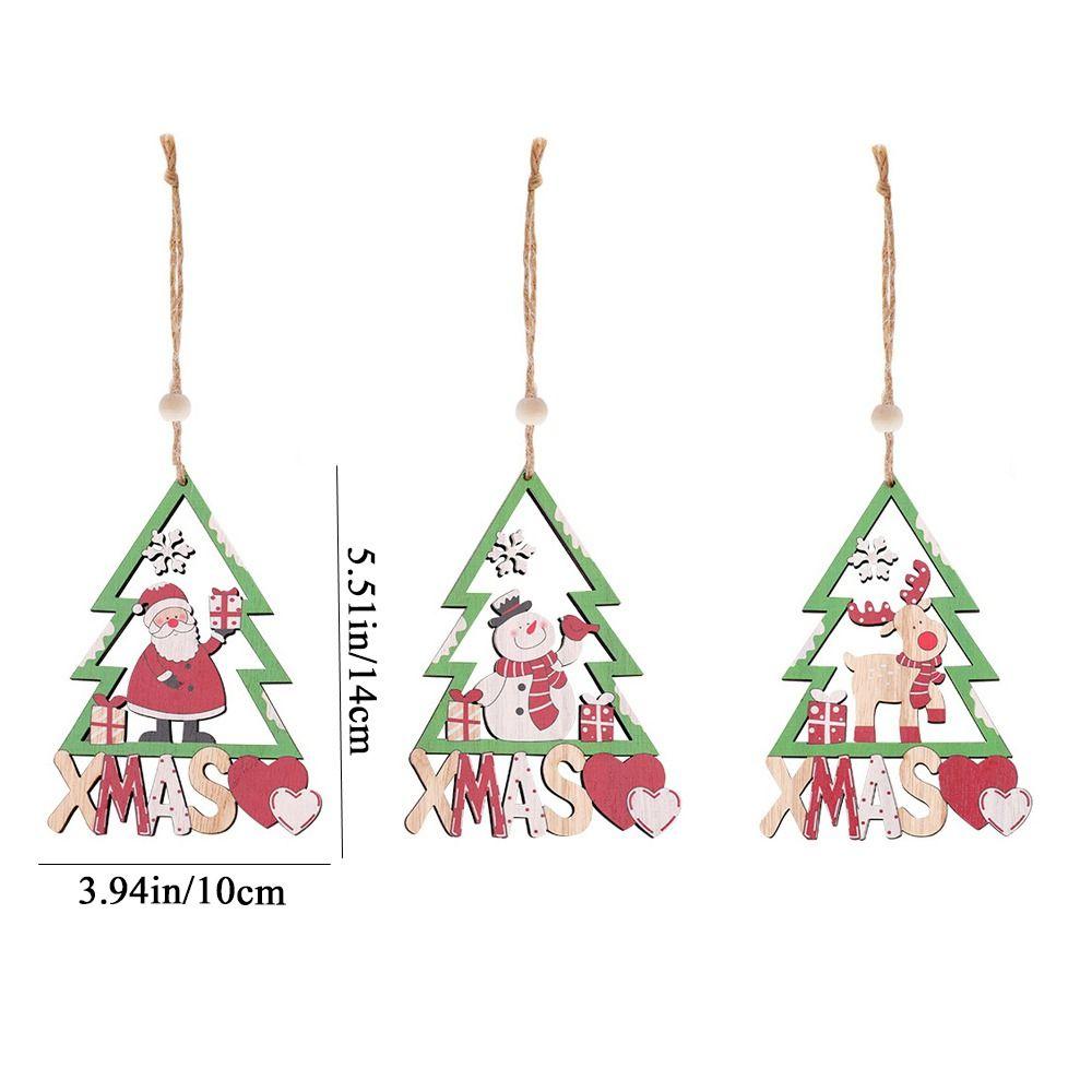 Santa Claus Wooden Elderly Pendant Snowman Christmas Tree Pendant Vintage Home
