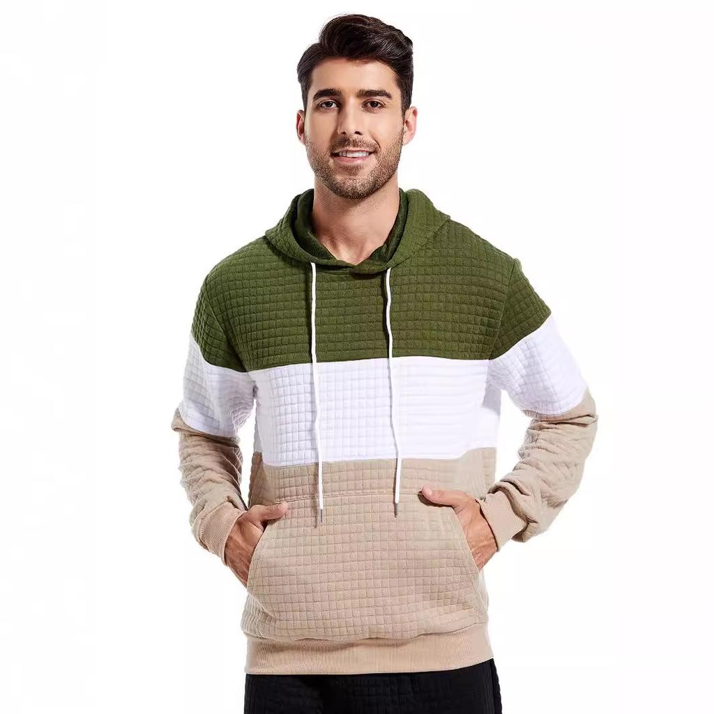 Europäische und amerikanische Übergröße Herrenmode Modische Reißverschluss-Patchwork-Tops Kapuzenpullover