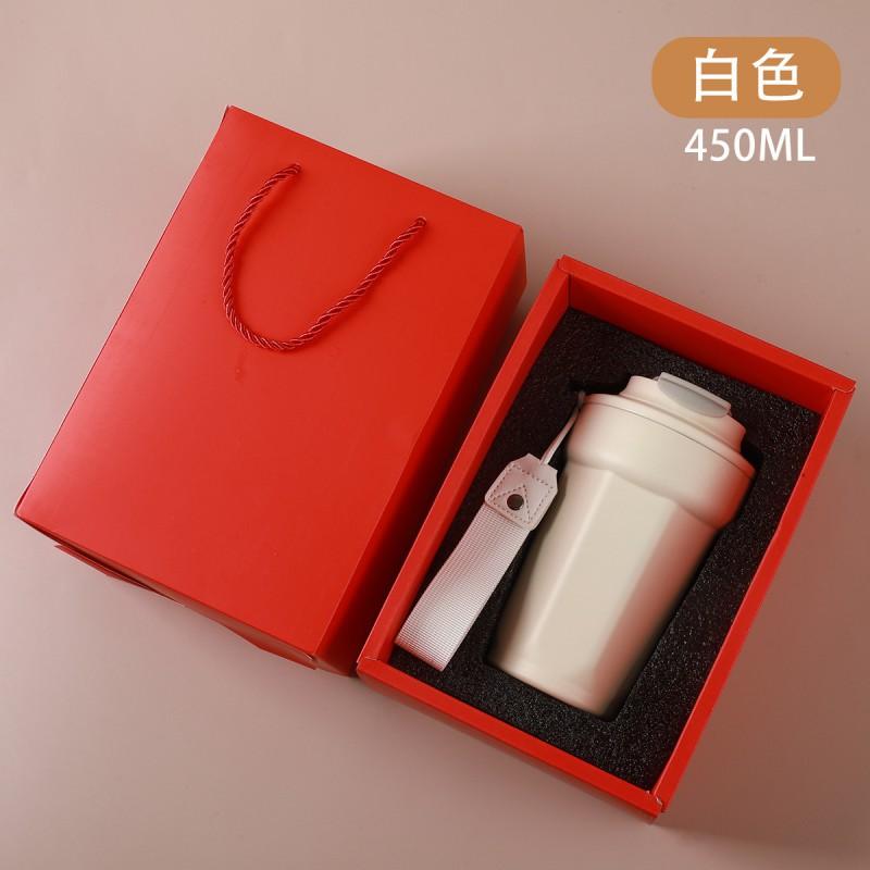 Stainless Steel Vacuum Insulated Travel Mug 450ml With Handle Rope Office Outdoor Commute Men Women