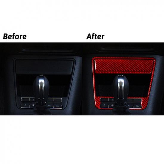 3Pcs For Volkswagen Tiguan Red Carbon Fiber Interior Center Storage Cover Trim