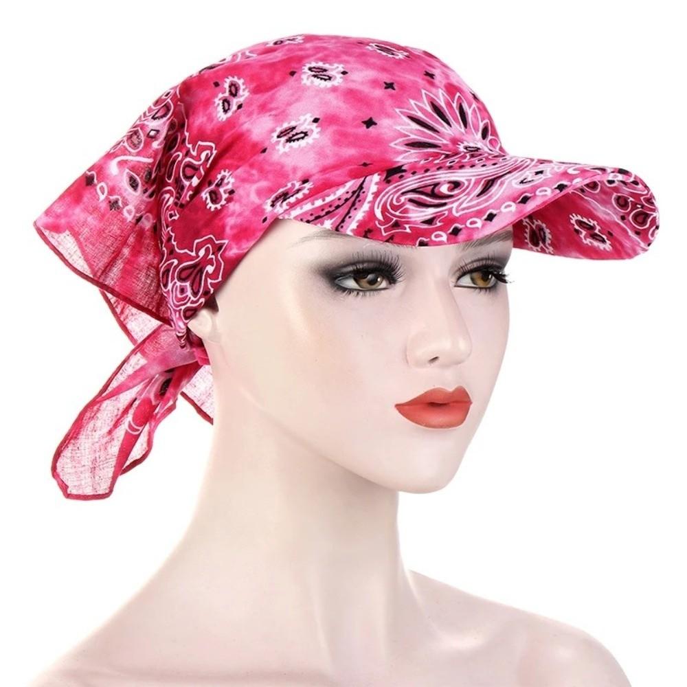 Printed Brim Bandana Hat Paisley Floral Sun Visor Hat Fashion Bandana Scarf for Women розы красного