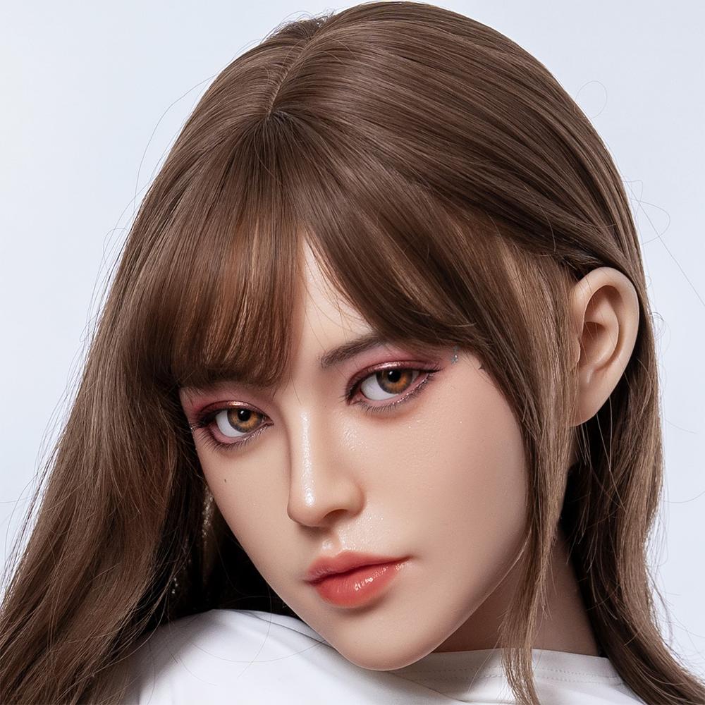 Head with Realistic Oral Function 100% Silicone Compatible with 130-180cm Sex Dolls M16 Thread Interface Wig & Implant Hair Options 3kg