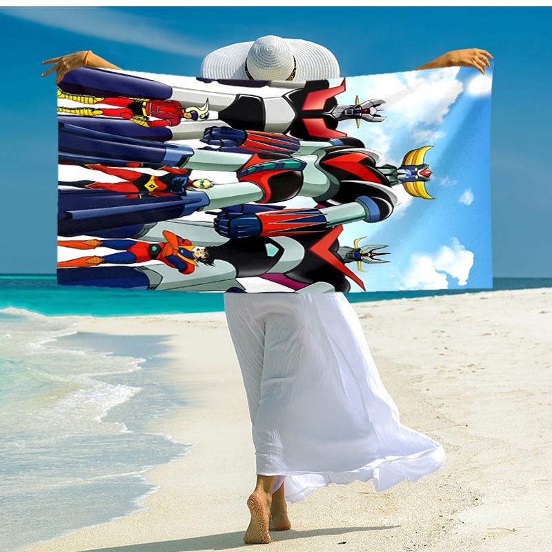 1pc UFO Robot Grendizer5 Beach Towel, Comfortable and Thick, and Swimming/Bath/Picnic/Camping Towel, Suitable for Seaside Beaches