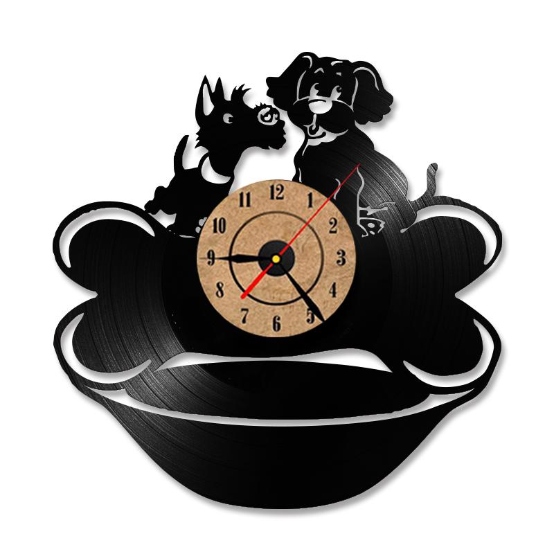 

Милые виниловые пластинки с изображением щенка, настенные часы с костями, светодиодные часы для гостиной, тихие антикварные настенные часы для домашнего декора
