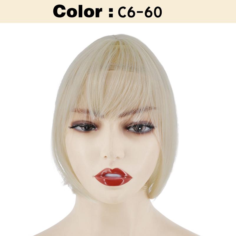 

Синтетический короткий прямой парик боб с воздушной челкой и челкой средней длины, парик на заколках, подходит для женщин для повседневной носки 25cm