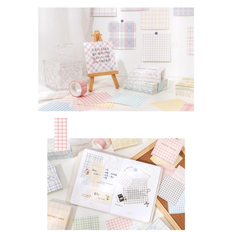 Fresh Plaid Pattern Dyed Memo Paper For Hand Account Diary Notes