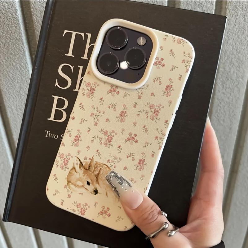 Cute Deer and Full Floral Pattern Design Shockproof Phone Case for 11 12 13 14 15 16 17 Pro Max XS XR X 16E 16 Plus 17 Air Cover