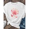 European Size Women'S Elegant Pink Rose and Butterfly Print T-Shirt | Short-Sleeve Crew Neck Casual Top,Spring/Summer Floral Shirt,Casual Wear