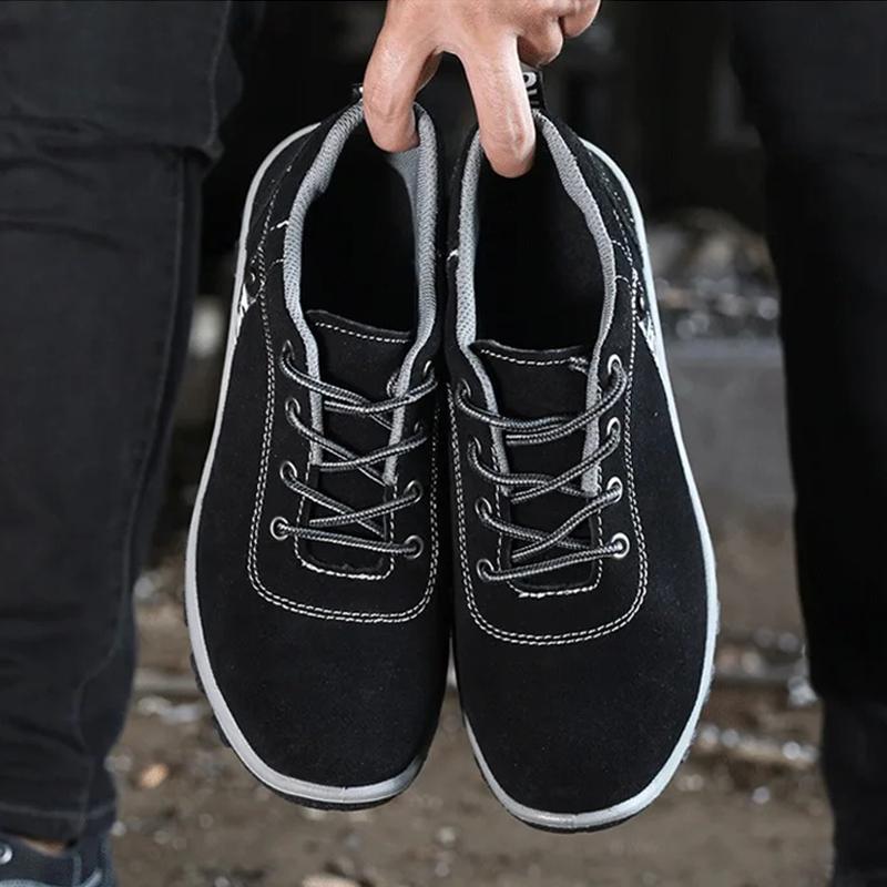 Oulylan Men Anti-smash Protection Footwear Lightweight Breathable Industrial Safety Shoes Wear Resistant Steel Toe Work Boots