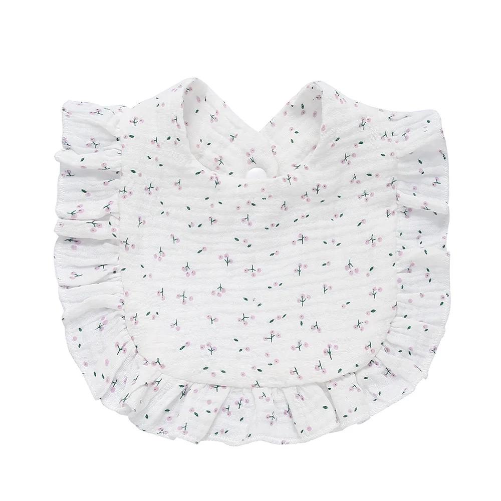 Baby Feeding Drool Bib Ruffle Floral Infants Saliva Towel Soft Cotton Burp Cloth For Newborn Toddler Kids Bibs New Baberos Bebe