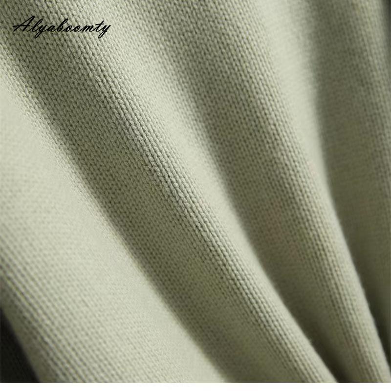 Korean Fashion Herbst Winter Frauen Casual Lose Pullover Halb Hohen Kragen Blau Beige Grün Gestrickte Pullover