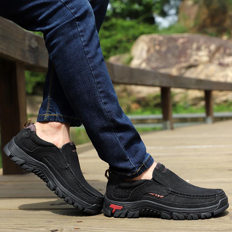Chaussures en cuir véritable pour hommes de grande taille, chaussures à enfiler 39-48