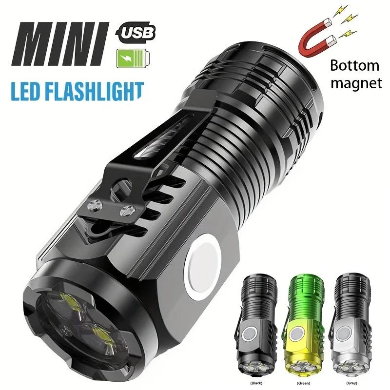 Mini COB LED Flashlight with Clip Magnetic Tail USB Rechargeable Portable Emergency Pocket Torch for Camping Car Repair Outdoor
