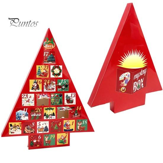 Cardboard Christmas Ornament Box Tree Advent Calendar Box, DIY Surprising Shaped Paper Hole Punch Party Favor Storage Gift Fillable Countdown