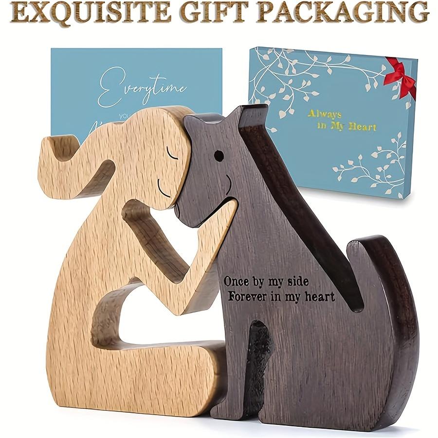 Set of Handmade Wooden Dog Sculptures - 1 Set of Patchworkable Canine Statues, Pet Lover Gifts, Versatile Decor for Home and Office, Indoor/Outdoor