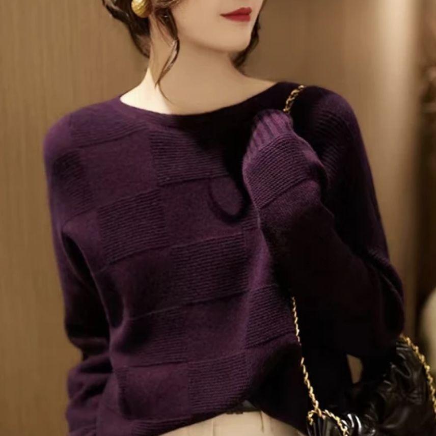 Strickpullover mit großflächigem Texturdesign, locker und figurbetont, hochwertiges Temperament, Damen Herbst und Winter, dreidimensionales Langarm-Oberteil