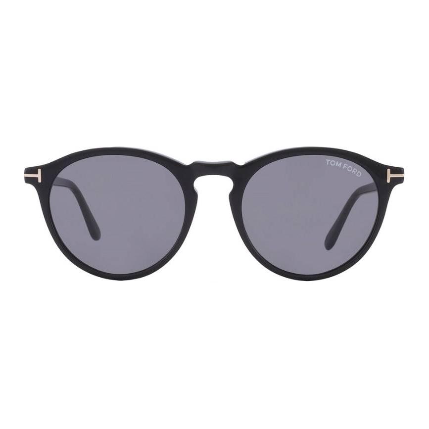 Tom Ford Oval Sunglasses With Solid Frame Design Unisex sunglasses Black FT090401A52 52,Black