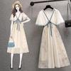Women Summer New Plus Size Pregnant Dress Short Sleeve Lace V Neck Chiffon Sweet Thin Korean Dress
