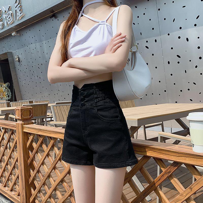 Women's Black High-Waist A-Line Denim Shorts - Spicy Girl Collection