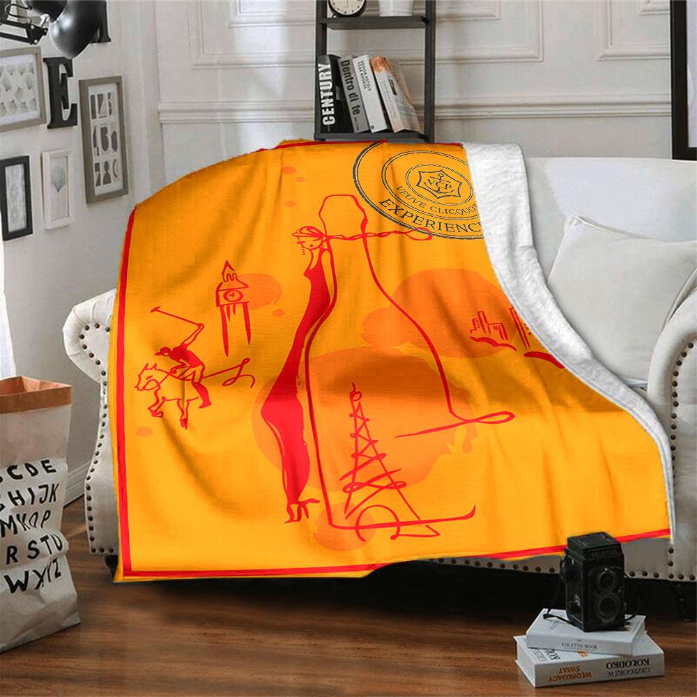 Veuve Clicquot Themed Blanket, Warm Coziness Couch Sofa Bed Blanket Home Decor