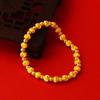 Cat's Eye Round Bead Bracelet: Vietnamese Sand Gold String with Ancient-Style Gold and Lucky Beads – High-End Fashion Jewelry.