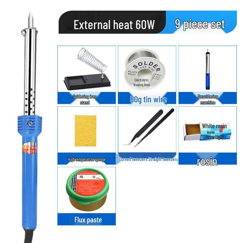 Set Fier de Lipit Electric 40W/60W cu Mâner de Cauciuc Izolat Termic și Unelte, 220V