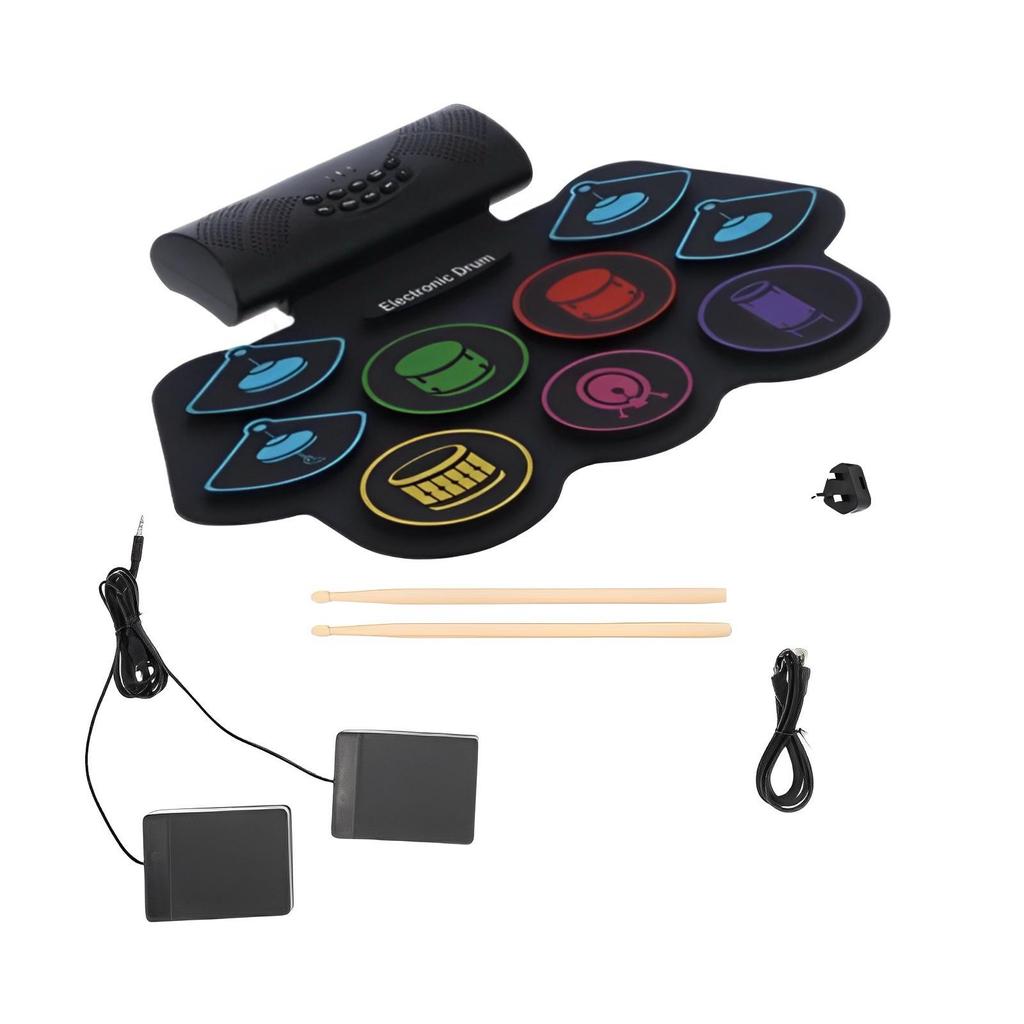 Portable Electronic Hand Roll Drum Kit for Beginners and Children - Foldable Jazz Drum Set