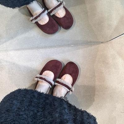 Brezza serale velluto scarpe Mary Jane donna scarpe Doudou scarpe di cotone autunno e inverno 2024 calzature esterne scarpe singole scamosciate scarpe soffici