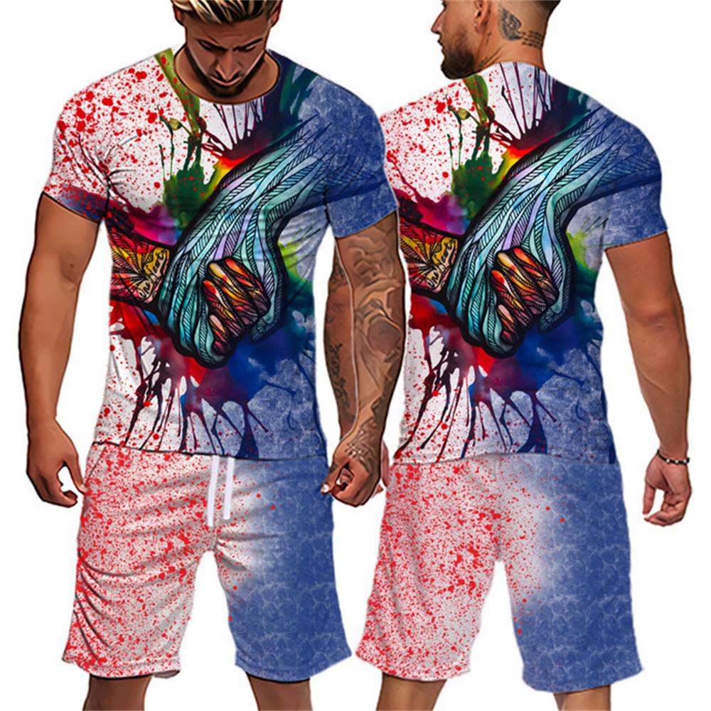 Купить Новые мужские повседневные мужские комплекты с 3D черно-белым ...