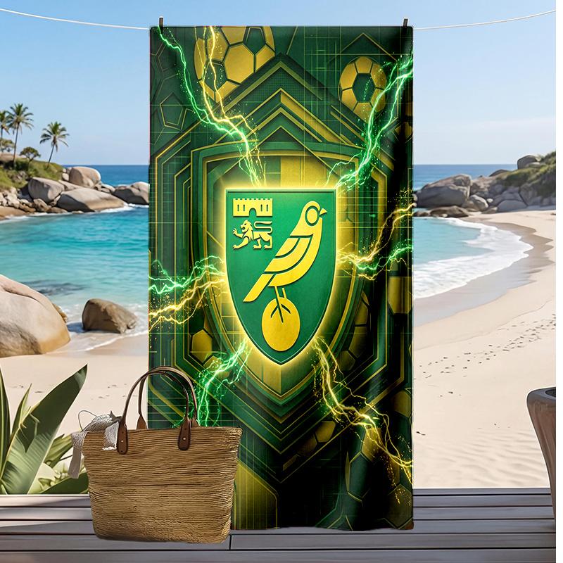 Asciugamano da Spiaggia con Stampa del Norwich City Football, Asciugamano Grande Morbido Asciugatura Rapida per Spiaggia Campeggio Nuoto